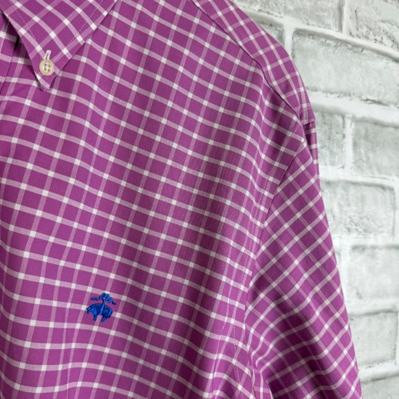 Brooks Brothers Light Lavender Royal Logo Button Down Shirt Mens LARGE SLIM FIT - Picture 3 of 8